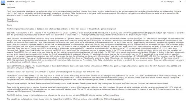 Bericht eines angeblichern Playtest von Battlefield 2143 im August 2015.