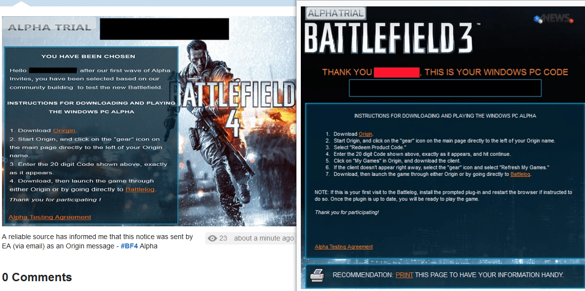 Bereits in der Vergangenheit haben kreative Köpfe immer wieder Fake-Bilder zu Battlefield 4 ins Netz gestellt. Auch die Gerüchte um die Battlefield 4 Alpha kommt wohl ohne Fake-Bild nicht aus.