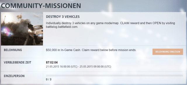 Battlefield Hardline: Community Mission - 50.000$ In-Game Geld als Belohnung 2 DESTROY 3 VEHICLES