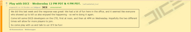 reddit play with the devs bf1