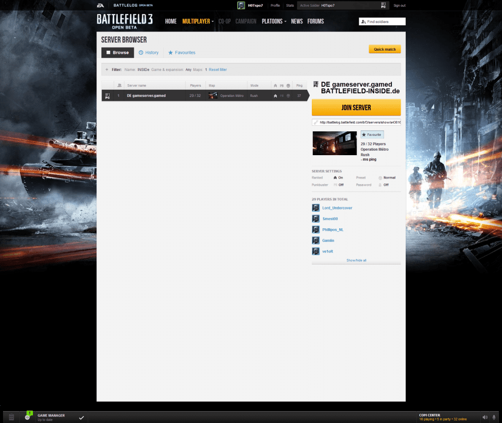 Unser Battlefield 3 Beta Gameserver von gamed!de