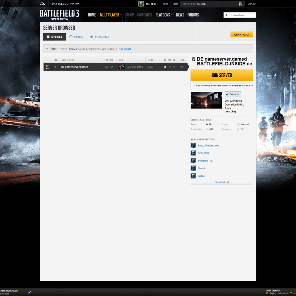 Unser Battlefield 3 Beta Gameserver von gamed!de