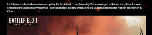 DICE kündigt erstes Update für Battlefield 1 im neuen Jahr an.