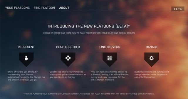 Platoon Menü im Battlefield 1 CTE