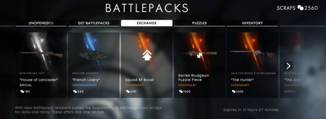 Skins aus der aktuellen Battlefield 1 Battlepack Revision können nun auch einzeln gekauft werden.