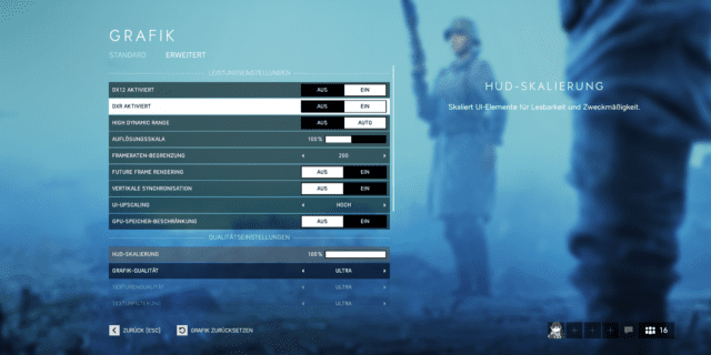 Die RTX bzw. DXR Option muss in Battlefield V in den Grafikeinstellungen aktiviert werden.