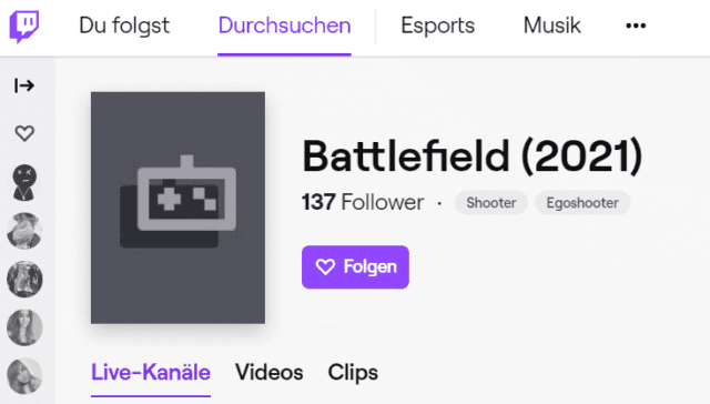 Twitch richtet Battlefield (2021) Kategorie ein