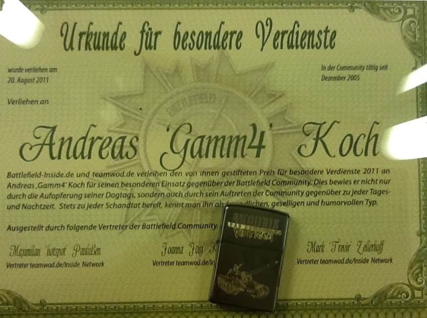 Urkunde_und_bfbc2_zippo Urkunde und Battlefield Bad Company 2 Vietnam Zippo