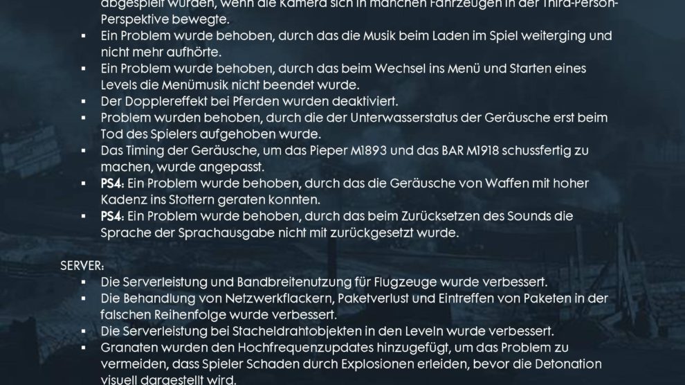 Battlefield 1 Patch hat ein 16 Seiten langes Changelog 15 file page14