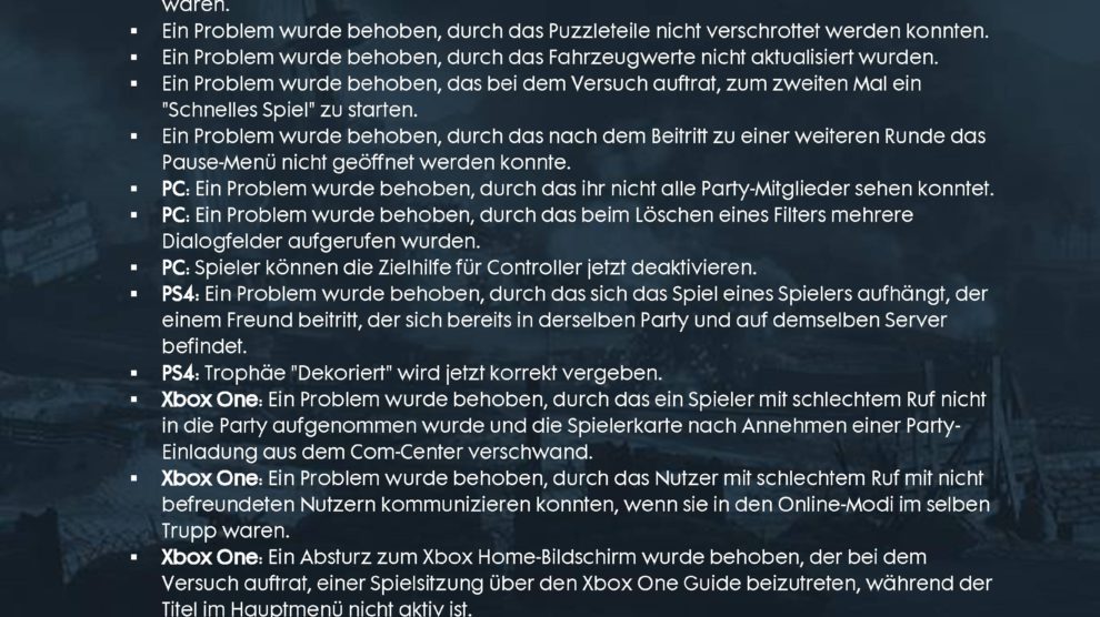 Battlefield 1 Patch hat ein 16 Seiten langes Changelog 7 file page6
