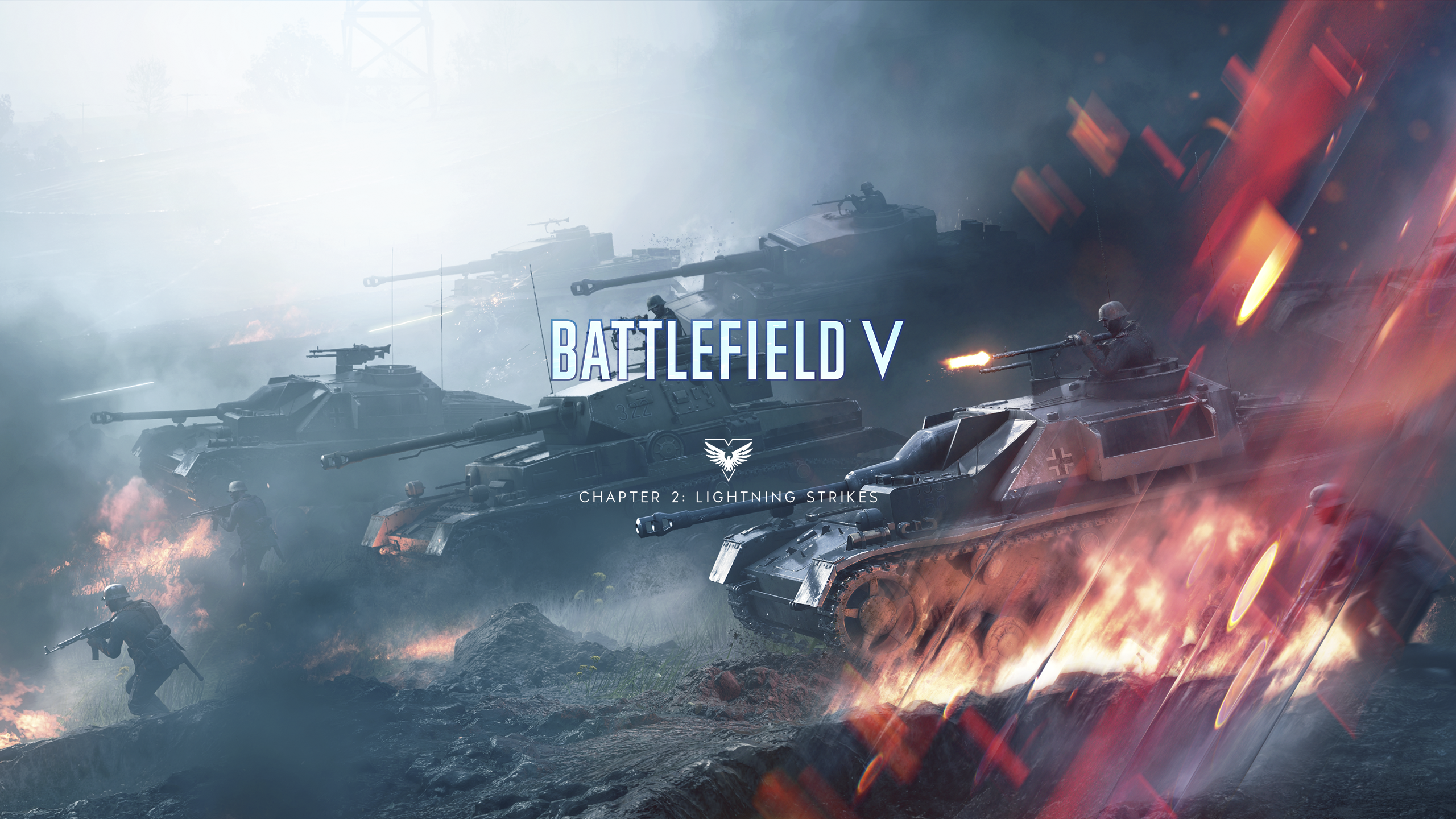 Battlefield V Tides of War Lightning Strikes Wallpaper with Logo