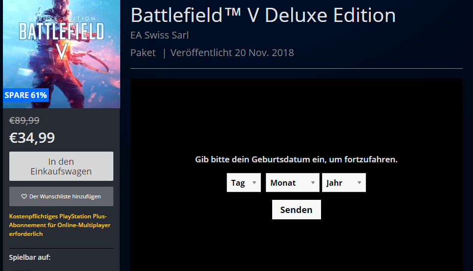 Battlefield V: Aktuell bis zu 62% Rabatt für kurze Zeit für PC-, Xbox- und Playstation 4-Spieler 5 battlefield v aktion playstation store