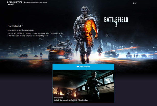 Prime Gaming adds Battlefield 3 for free and a tonne of